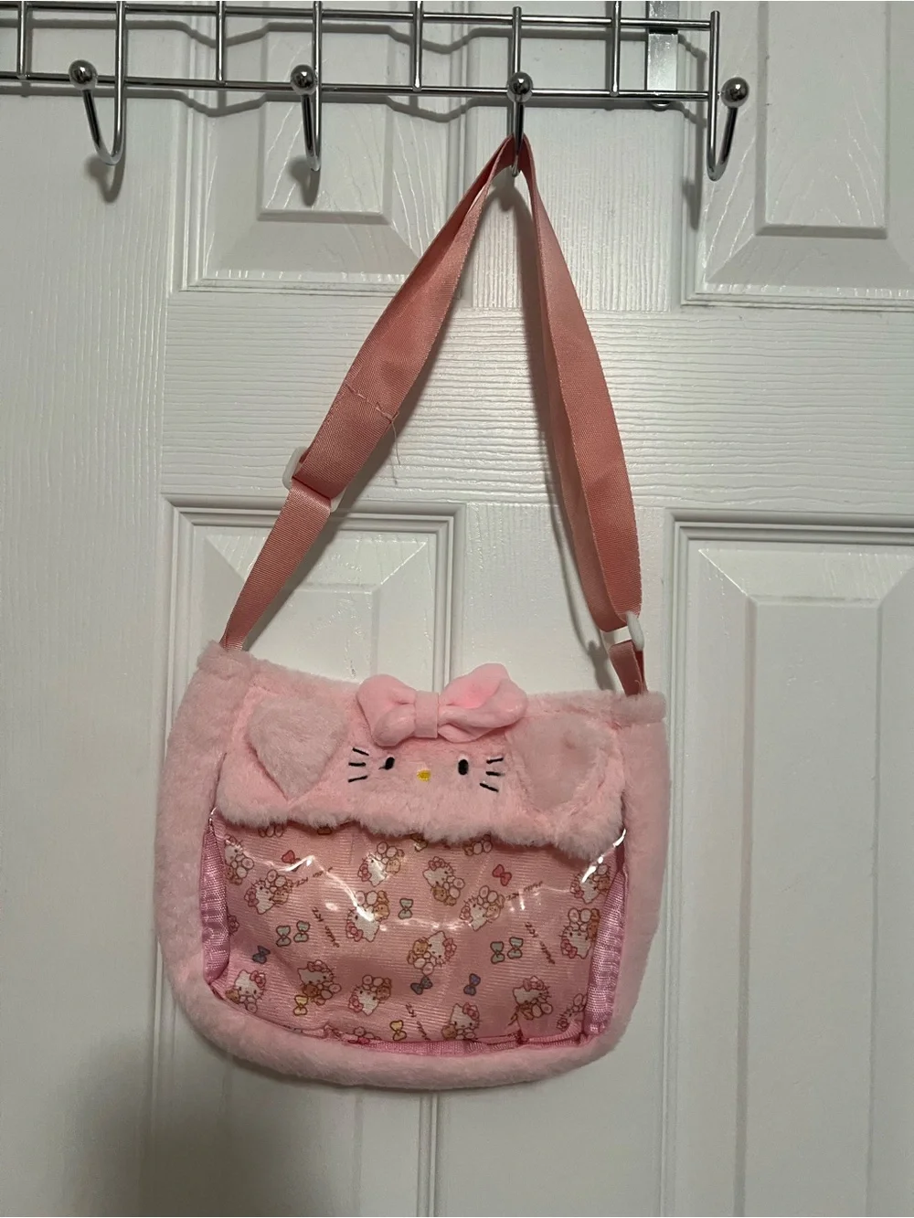 Pink Plush Kitty Kids Crossbody Bag